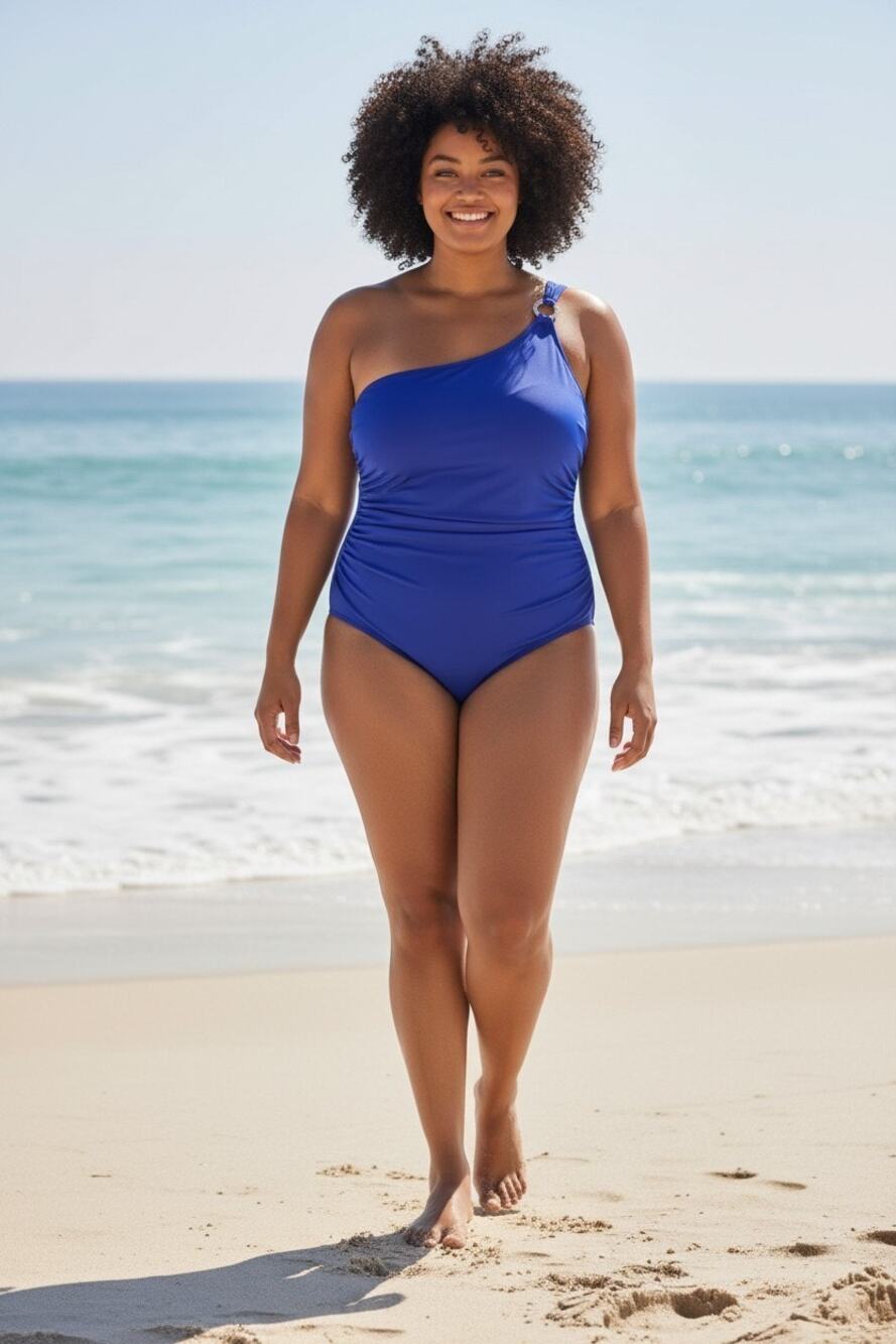 Magicsuit royal blue one shoulder one piece slimming swimsuit sz 14 new